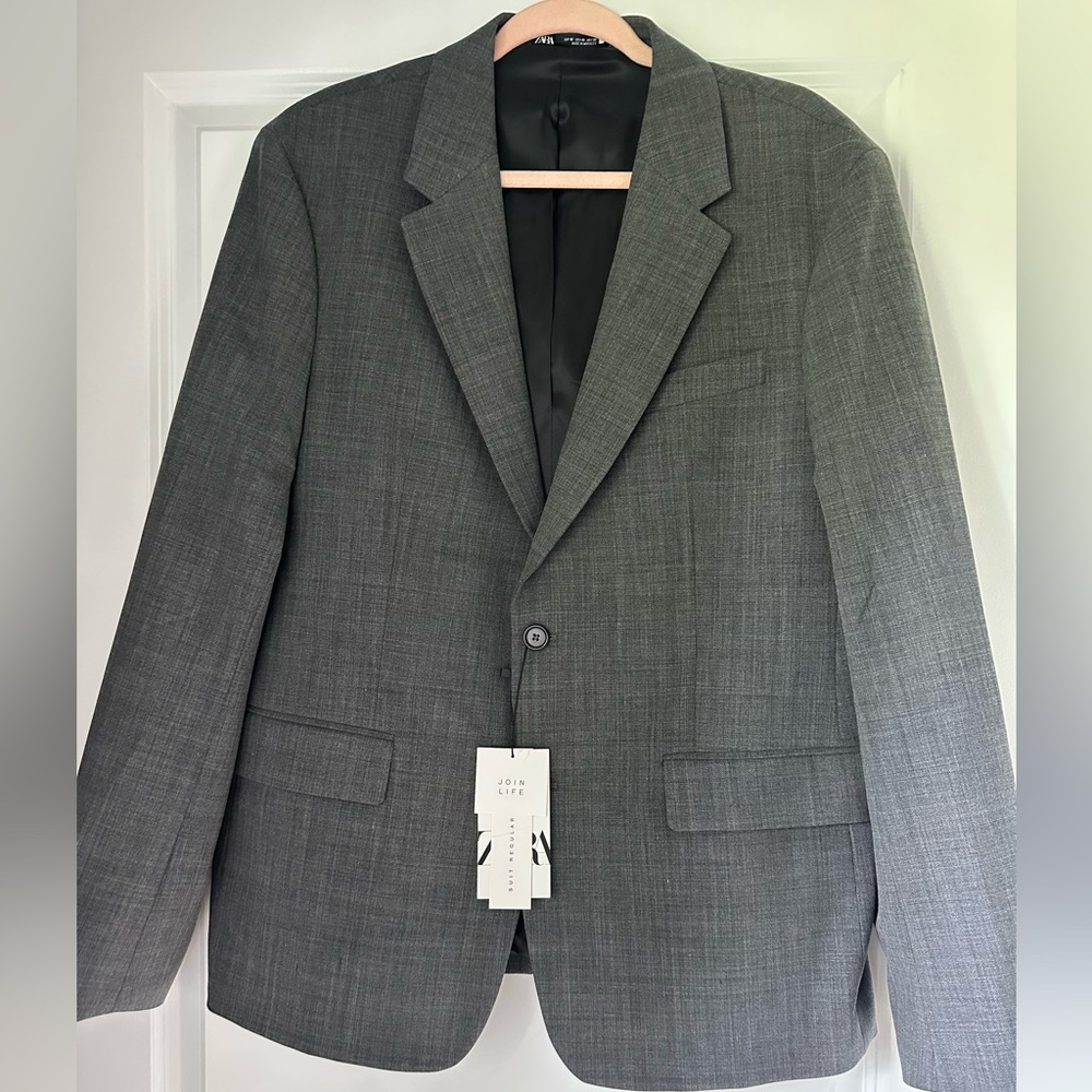 Zara STRETCH SUIT Gray Blazer